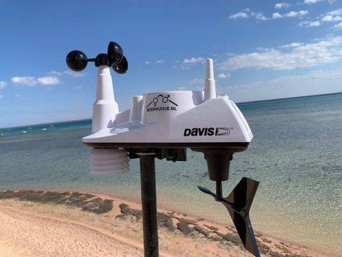 Weather station showing live wind readings.